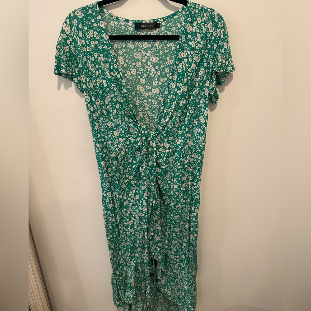Green Floral Midi Dress